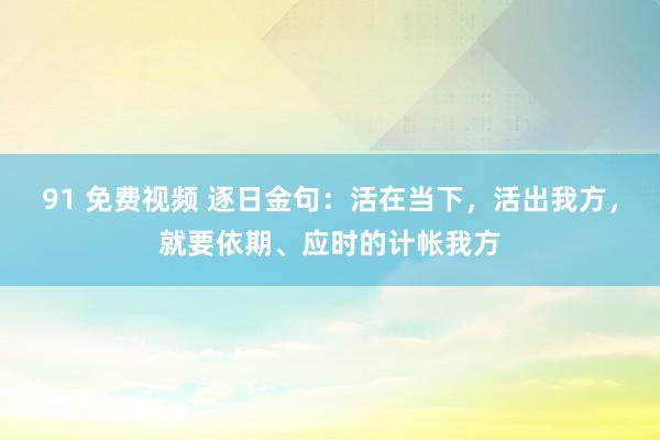 91 免费视频 逐日金句：活在当下，活出我方，就要依期、应时的计帐我方