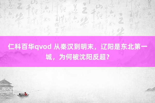 仁科百华qvod 从秦汉到明末，辽阳是东北第一城，为何被沈阳反超？